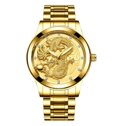 Factory Directly Operated Long Feng Watches for Men and Women, Gold Calendar Couple's Waterproof Sports Night Light Non-Mechanical Steel Strap Bracelet Watch