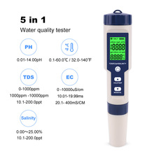 新品pH计pH笔TDS电导率盐度计温度五合一水质测试笔亚外贸热销