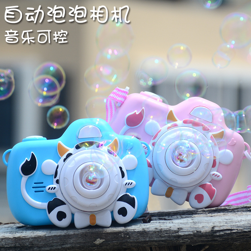 Free shipping electric bubble machine children bubble camera Music luminous cartoon automatic bubble blowing toy wholesale