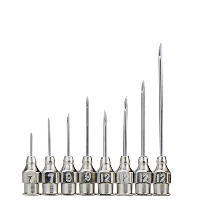 Agujas veterinarias de acero inoxidable para cerdos, ganado, ovejas, jeringas metálicas para la cría de pollos, patos, gansos y conejos, agujas para vacunas.