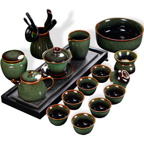 Kiln Transformed Kung Fu Tea Set, Ceramic Brushed Teapot, Teacup Gift Box, Dragon Boat Festival Gifts for Commercial Activities