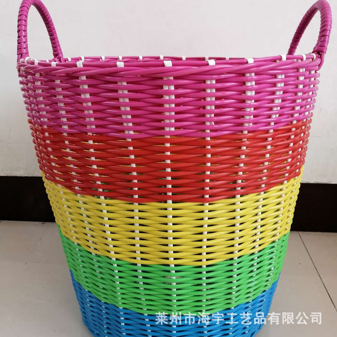 Cesto de ropa sucia tejido de plástico tipo ratán, multifuncional