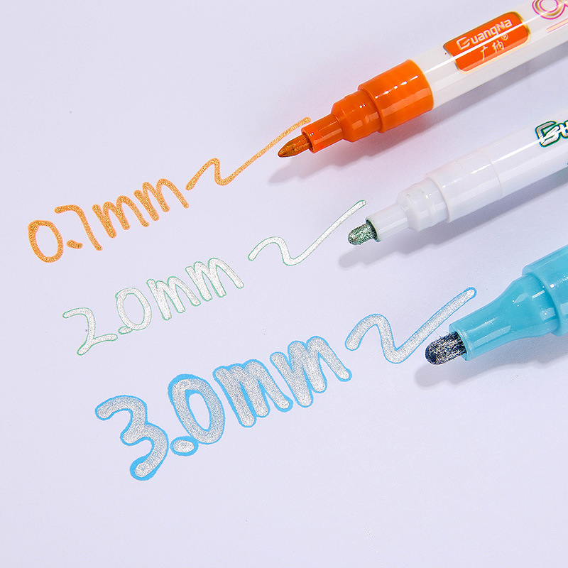 Guangna 1001 gran capacidad fluorescente doble línea pluma 3mm sueño color fluorescente marcador DIY color doble color pluma