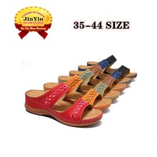 凉鞋女夏季新款复古女2025洞洞鞋防滑43大码圆头坡跟镂空拖鞋厚底