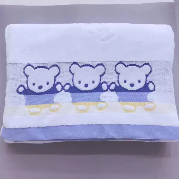 Cut velvet children's quilt three bears blue