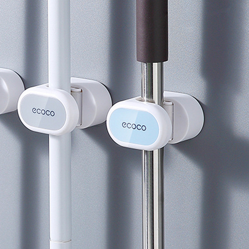 Yikoco punch-free mop rack wall-mounted bathroom mop storage rack adhesive strong fixed buckle broom clip
