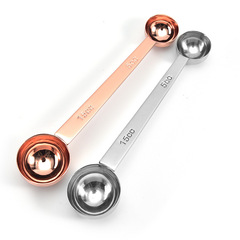 Factory stainless steel double-ended measuring spoon and spoon, large with scale coffee spoon 5-15ML double-ended coffee spoon