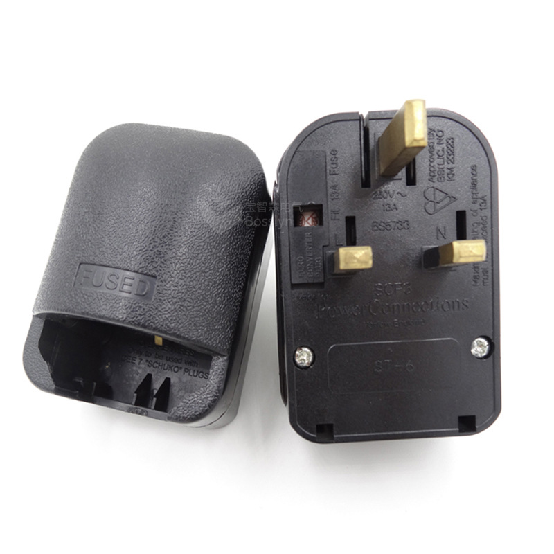 亚马逊热销款SCP3翻盖英式英标转换插头 90度欧规转英规转接头