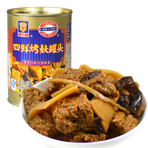 Shanghai specialty Meilin four fresh roasted bran canned food 354g/can Sixi roasted bran gluten cold dish as a side dish