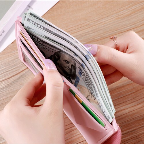 Korean version of the new three-fold women's wallet short retro card holder PU simulated leather simple folding wallet