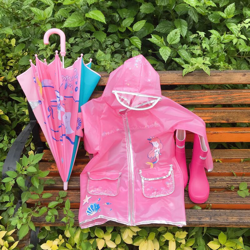 Factory goods new soft TPU quicksand sequins translucent not wrinkle princess enbihouse children mermaid raincoat