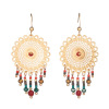 Beads, fashionable retro golden earrings, accessory with tassels, suitable for import, European style, wholesale