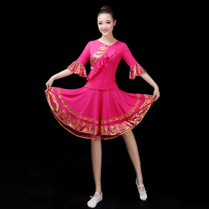 Square dance clothing women's fashion sequins 2020 new suit middle-aged and elderly modern dance skirt dance clothes summer