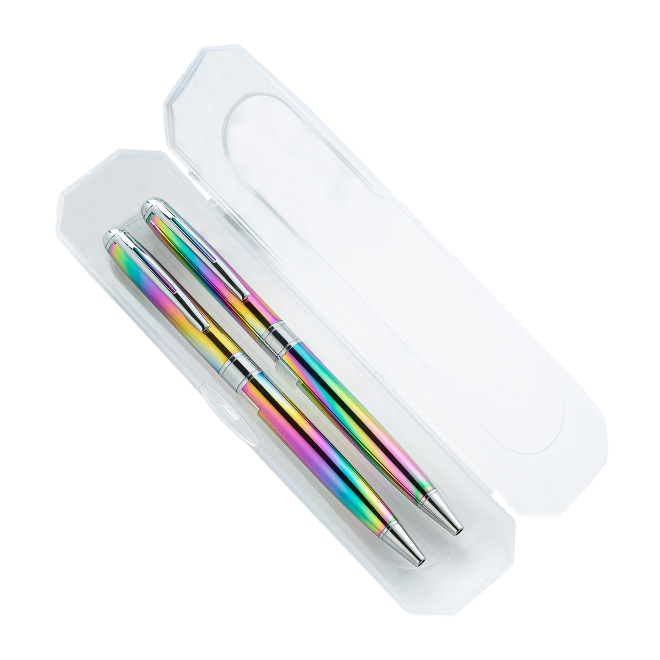 Acrílico de plástico transparente de cristal caja de la pluma de diamante caja de embalaje de plástico caja de la pluma de regalo en stock logotipo imprimible