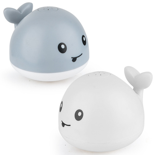 Summer electric induction water spraying whale baby bathroom bath water toy with light universal water toy