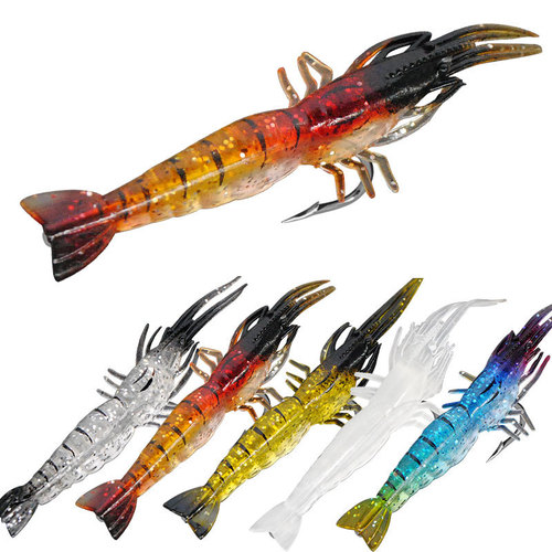 High simulation soft bait shrimp/luya soft shrimp/fake shrimp with hook groove soft bait 9cm 3.8g cross-border e-commerce