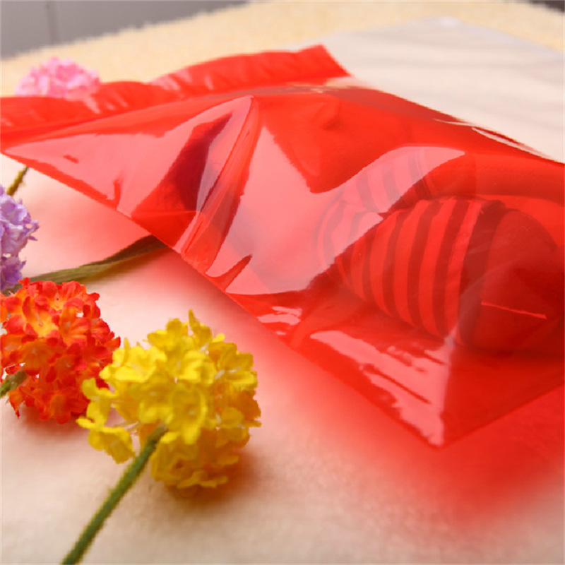 pe自封袋红色15*22cm16*24半透明骨袋 红色塑料袋 五金配件封口袋