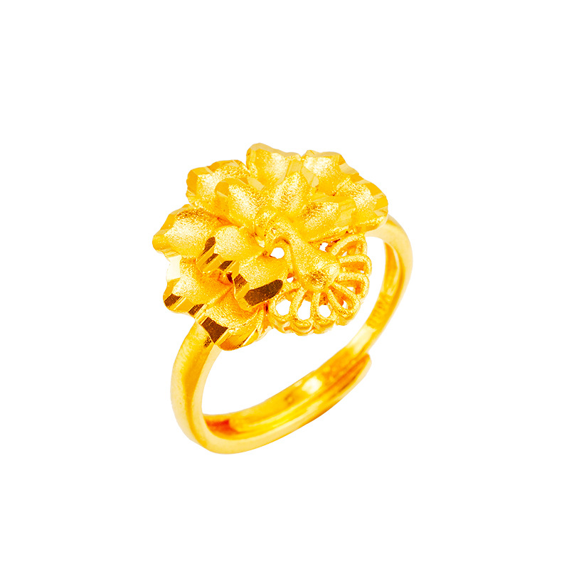 Lujo imitación 24K anillo de oro las mujeres Pavo Real abierto pantalla abierta joyería estilo étnico Phoenix anillo regalo festivo