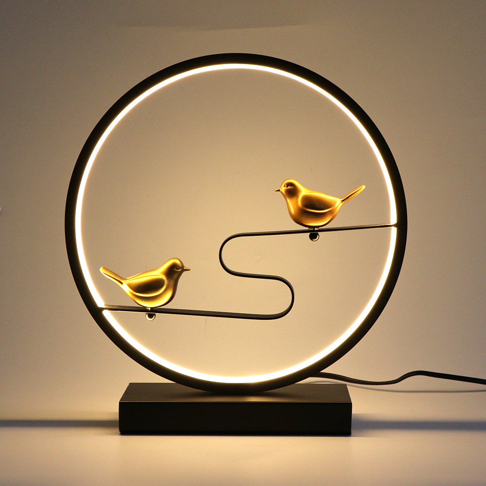 Lámpara de escritorio LED, lámpara de noche retro para proteger la vista, lámpara decorativa redonda para dormitorio, luz de tres colores ajustable, estilo vintage de escritorio