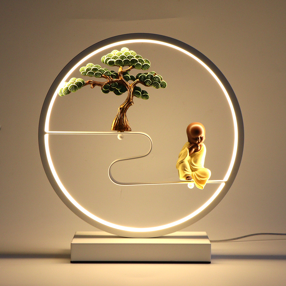 Lámpara de escritorio LED, lámpara de noche retro para proteger la vista, lámpara decorativa redonda para dormitorio, luz de tres colores ajustable, estilo vintage de escritorio
