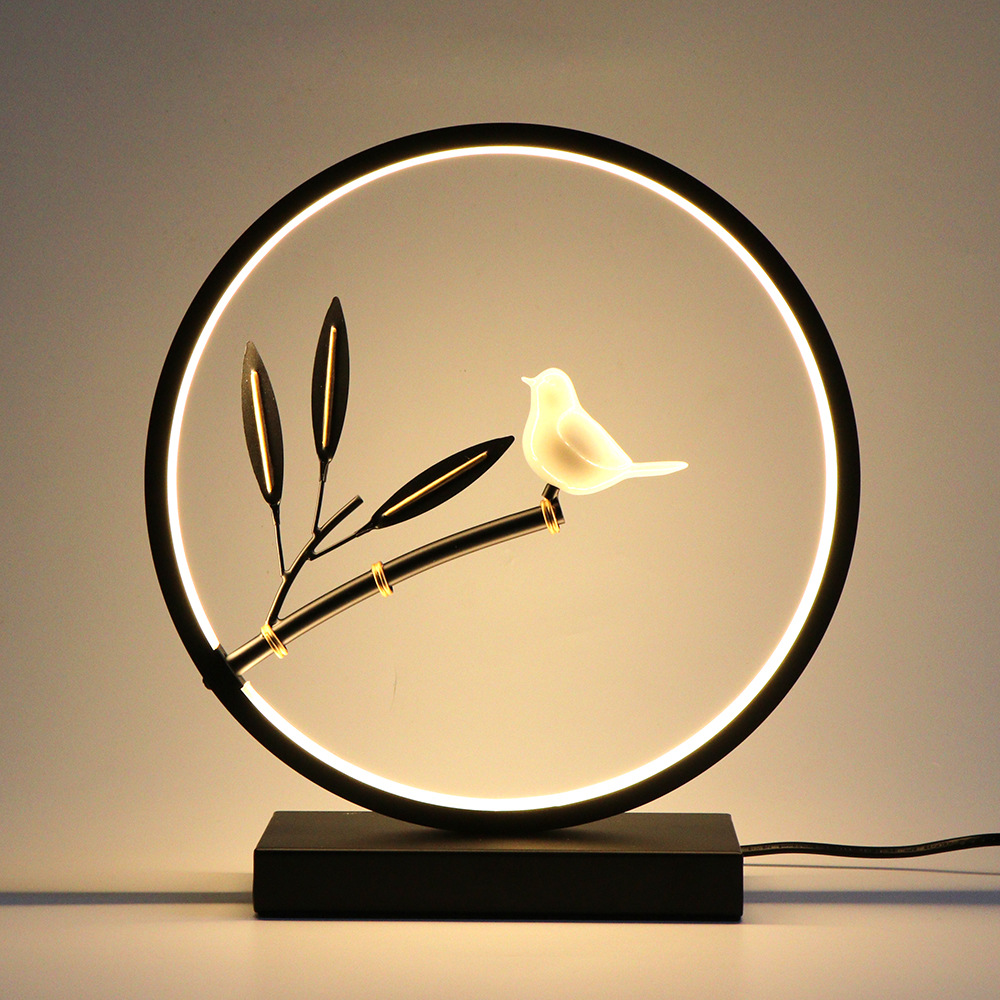Lámpara de escritorio LED, lámpara de noche retro para proteger la vista, lámpara decorativa redonda para dormitorio, luz de tres colores ajustable, estilo vintage de escritorio