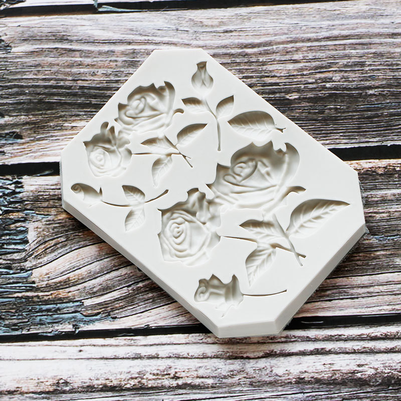 Ritmo de arcilla seca Urraca pájaro forma rosa herramienta de arcilla epoxi fondant molde de silicona en stock al por mayor