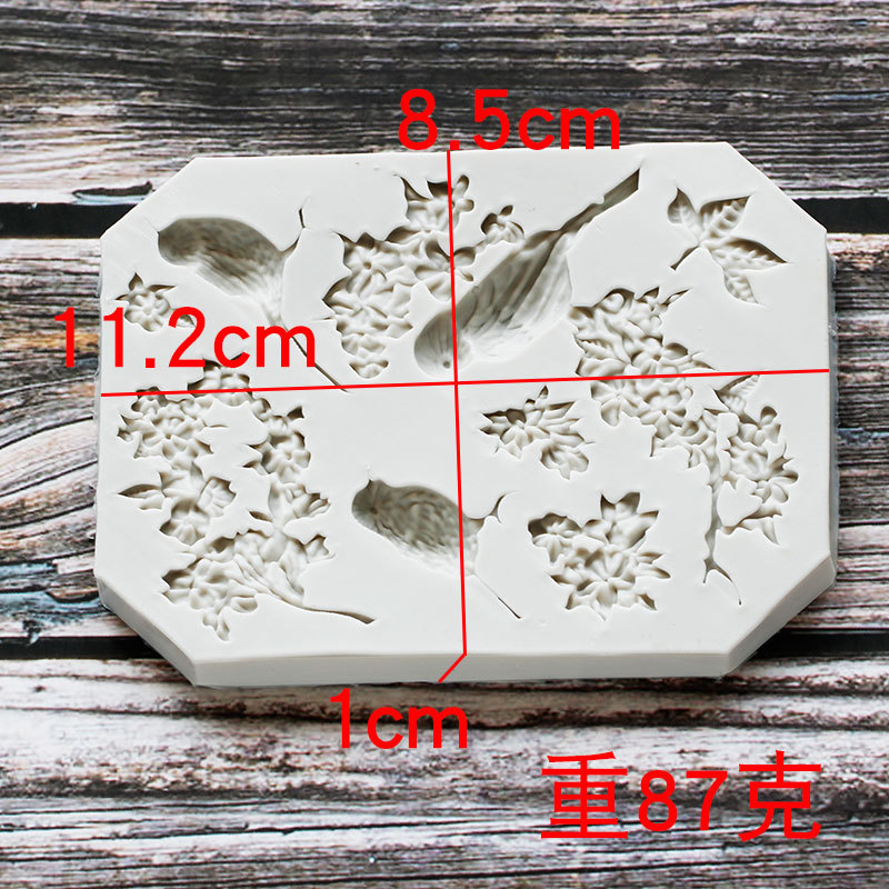 Ritmo de arcilla seca Urraca pájaro forma rosa herramienta de arcilla epoxi fondant molde de silicona en stock al por mayor