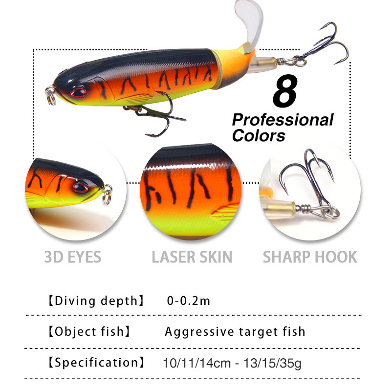 lure Propeller Tractor 15g 11cm Floating Pencil Wave Bait Fishing Gear Product_voghion.com