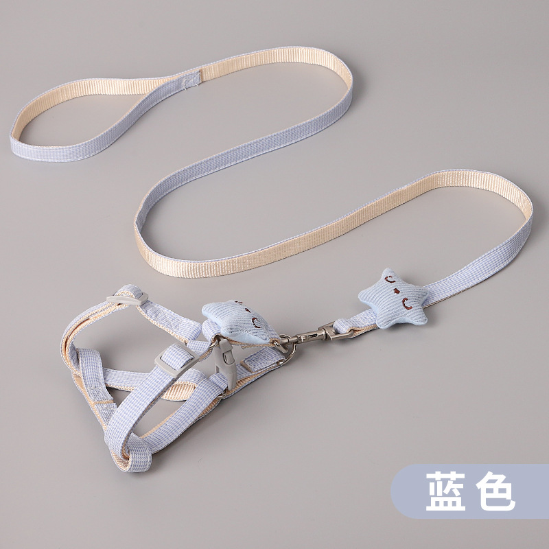 Sonriente estrella de mar pecho y espalda cuerda de perro houndstooth cuerda de tracción al por mayor mediano y pequeño perro Teddy fuera caminando Cadena de perro