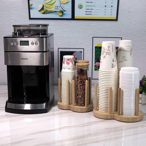 Wholesale Nanzhu disposable paper cup cup taker coffee milk tea shop wooden cup storage rack cup holder dropshipping