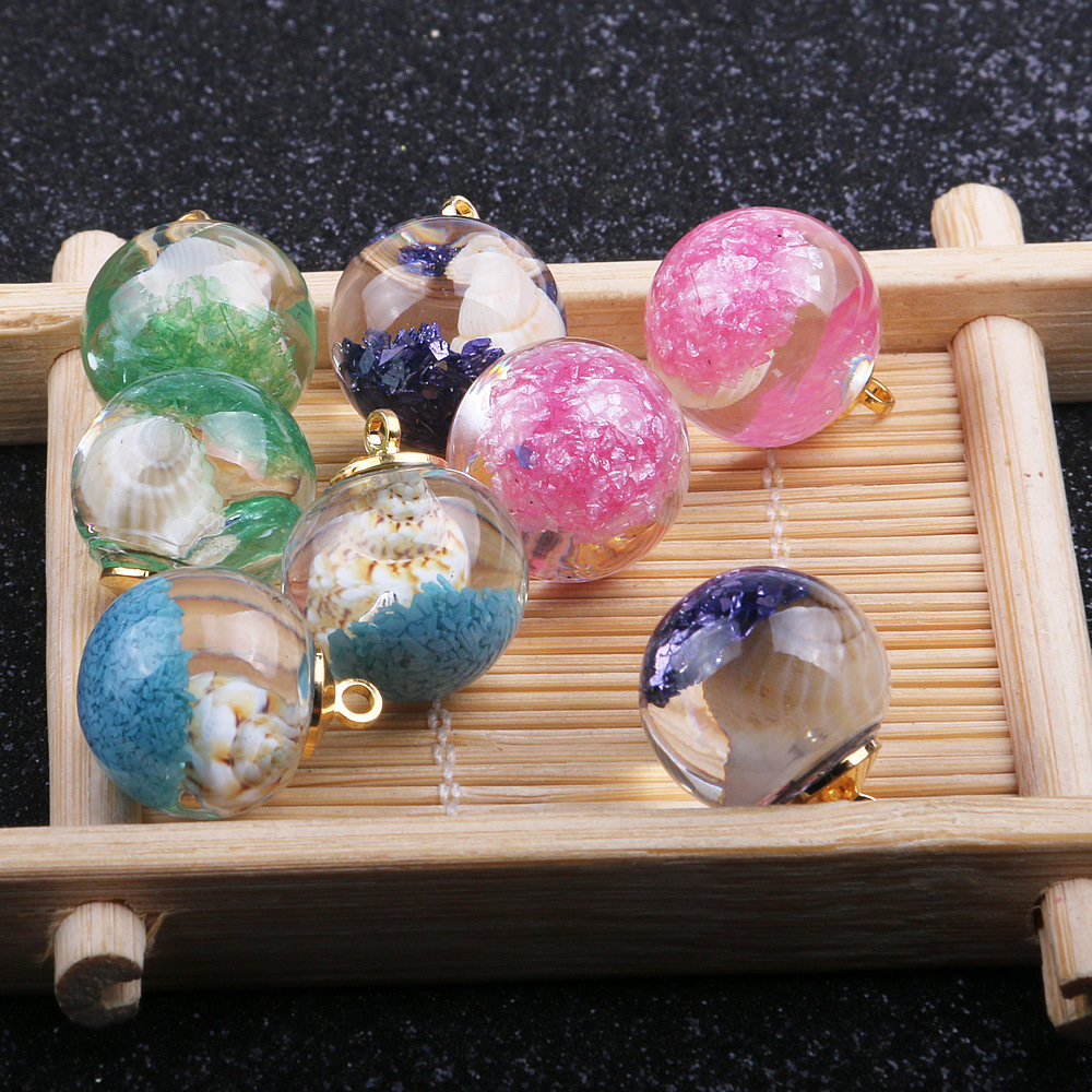 Transparent glass marine pendant handmade