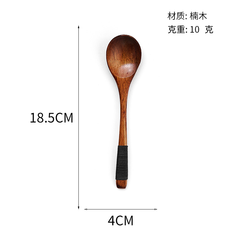 Cuchara de madera Nanmu Línea de amarre al estilo japonés Cuchara de madera pequeña Cuchara de sopa de madera de loto Cuchara de café para mezclar Cuchara de madera maciza Pedido al por mayor