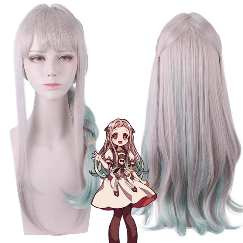 Tierra vinculante Flor joven Zikun ocho búsqueda Ningning gris plata micro rollo gradiente verde Pelo Largo cos anime peluca en stock