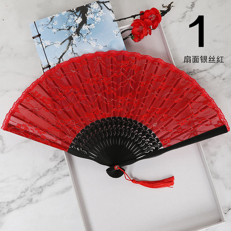 Ventilador plegable de estilo japonés ventilador de encaje hueco ventilador antiguo de estilo chino al por mayor VENTILADOR DE Cheongsam ventilador de pasarela de escenario ventilador de estilo europeo