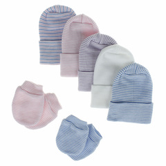 Amazon New European and American Baby Baby Supplies Double Layer Thick Boot Hat Newborn Striped Glove Hat Set