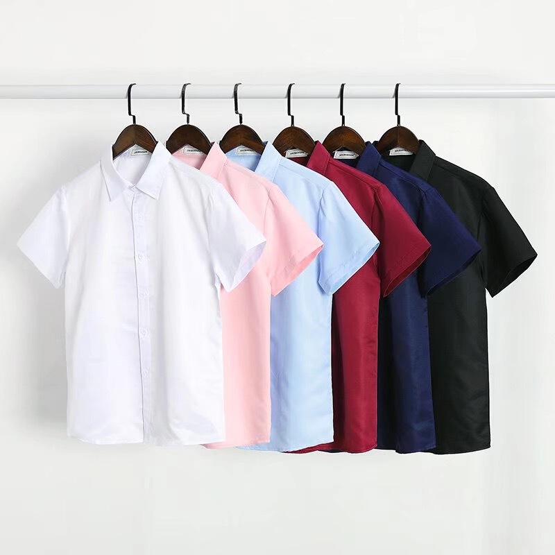 Summer Solid Color Short-sleeved White Shirt Men's Shirt Wedding Photo Registration Certificate Female Pure White Student College Style Couple Dress Summer Solid Color Short-sleeved White Shirt Men's Shirt Wedding Photo Registration Certificate Female Pure White Student College Style Couple Dress