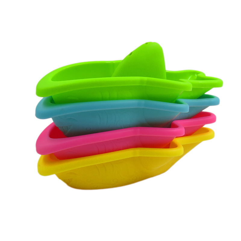 Playa de los niños Juego agua Jenga flotante juguete océano Bañeras juego agua bebé apilamiento barco 4 Unid