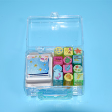 儿童卡通评语印章套装 12个装塑料玩具 趣味DIY教育印章跨境代发