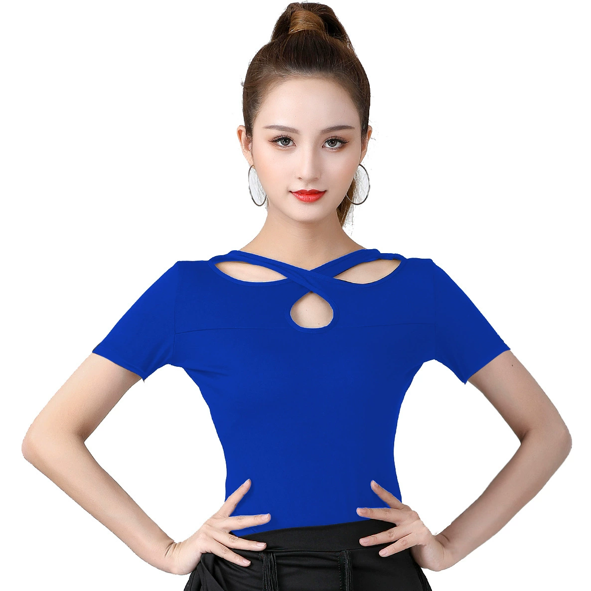 Латинский танец Танцевальная топ Modern Dance Training Power для женщин взрослых, сshort sleeve модели