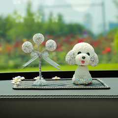 鑲鑽狗狗汽車擺件汽車公仔車載擺件公仔搖頭狗卡通汽車擺件飾品