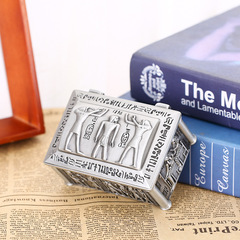 Zinc Alloy European Egyptian Style Jewelry Box, High-End Desktop Storage Box, Household Wedding Celebration Small Retro Jewelry Box
