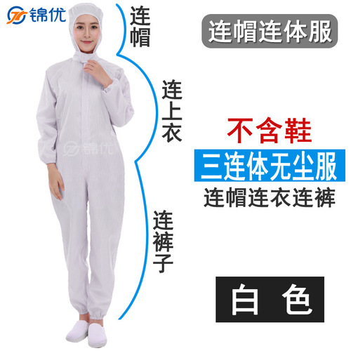 Factory Dustproof Coverall with Hood, Separate Style Anti-static Suit, Whole-body Dustproof Anti-static Protective Workwear