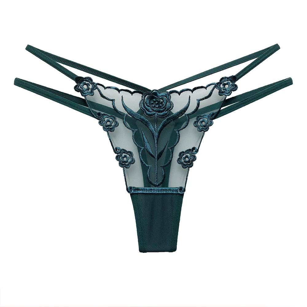 Letrista кружево вышитая бретельчатая женская нижнее белье G-String — европейский стиль, больший размер, полупрозрачная цветочная вышивка