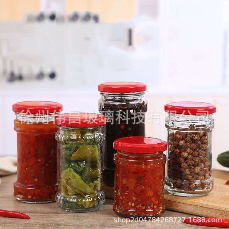 密封玻璃酱菜瓶老干妈多功家用厨房咸菜分装瓶高盖280ml辣椒酱瓶