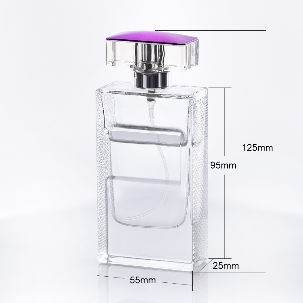 高档香水瓶 60ml扁方形厚底卡口玻璃香水瓶 凹槽雕刻 现货香水瓶