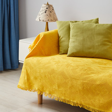 沙发巾夏季黄色沙发罩床盖布单防猫抓涤棉沙发毯ins风沙发套