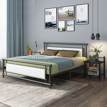 輕奢雙人床1.5米宿舍小戶型復古單人床簡易鋼木床歐式1.8主卧鐵床