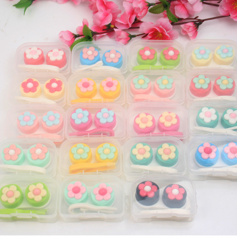 New 98194 Small Flower Sunflower Contact Lens Case, Contact Lens Companion Box Set, Wholesale Portable