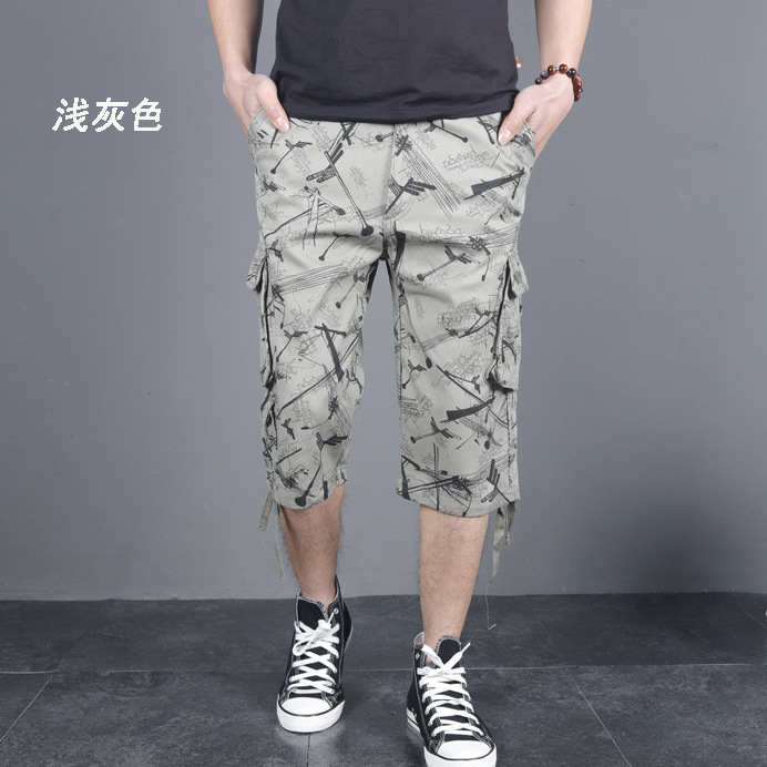 Verano hombres recortada trajes moda marca suelta más tamaño algodón recortada shorts hombres grasa color sólido recortada Pantalones