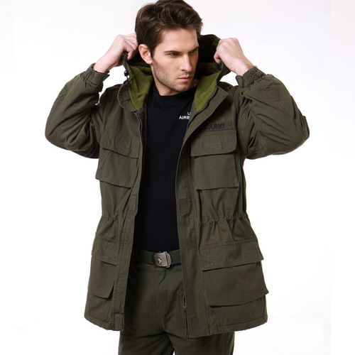 Allied Forces Outdoor Military Buff Coat Fleece Parka Cotton Coat Casual Parka Jacket Warm Winter Coat